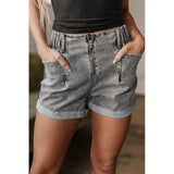 Light Wash Cuffed Edge Denim Shorts