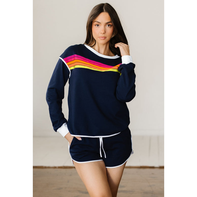 Varsity Long Sleeve Pullover and Shorts Matching Set