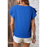 Ruffled Sleeve Round Neck Top