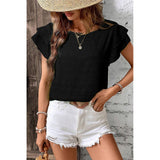 Ruffled Sleeve Round Neck Top
