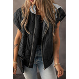 Quilted Drawstring Hooded Zip Up Puffer Vest