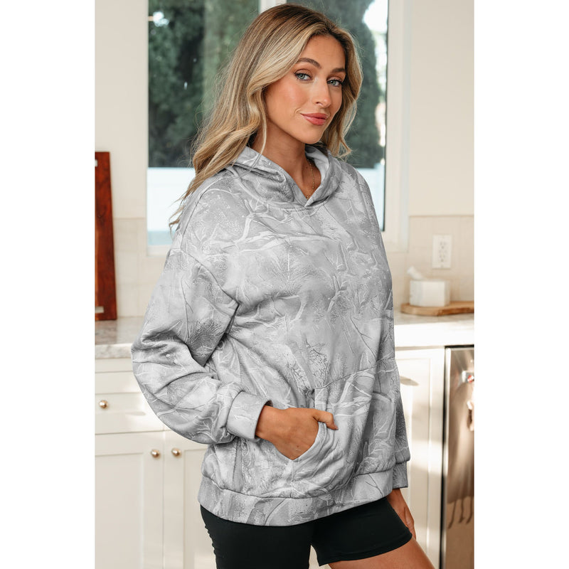 Gray Camo Oversized Sporty Hoodie