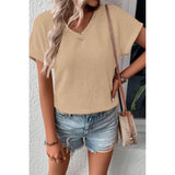 Knit Button Back Cuffed Sleeve Tee