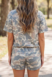 Multicolour Camouflage Loose Tee & Drawstring Shorts 2-Piece Outfit