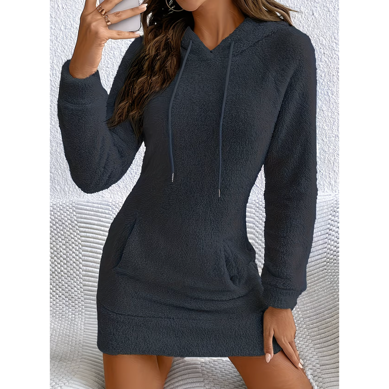 Teddy Dress Hoodie Casual Long-Sleeve