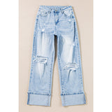 Beau Blue Light Wash Distressed Flare Jeans