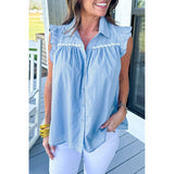 Trim Frilly Sleeveless Shirt