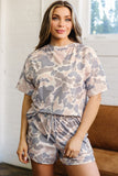 Multicolour Camouflage Loose Tee & Drawstring Shorts 2-Piece Outfit