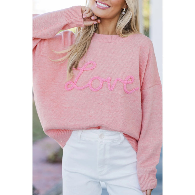 Love Script Graphic Baggy Sweater