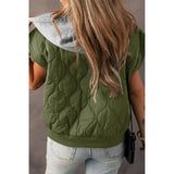 Quilted Drawstring Hooded Zip Up Puffer Vest