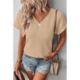 Knit Button Back Cuffed Sleeve Tee