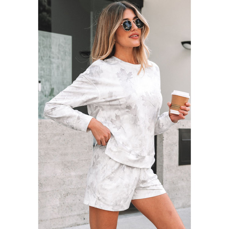 Pullover Top and Elastic Waist Casual Short Set