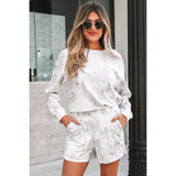 Pullover Top and Elastic Waist Casual Short Set